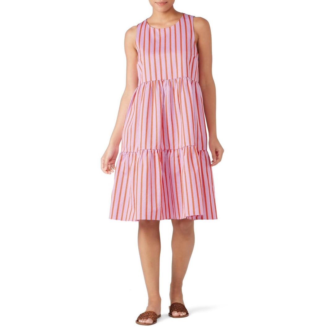 Mds Stripes Sleeveless Peasant Dress Size 4 With Stains